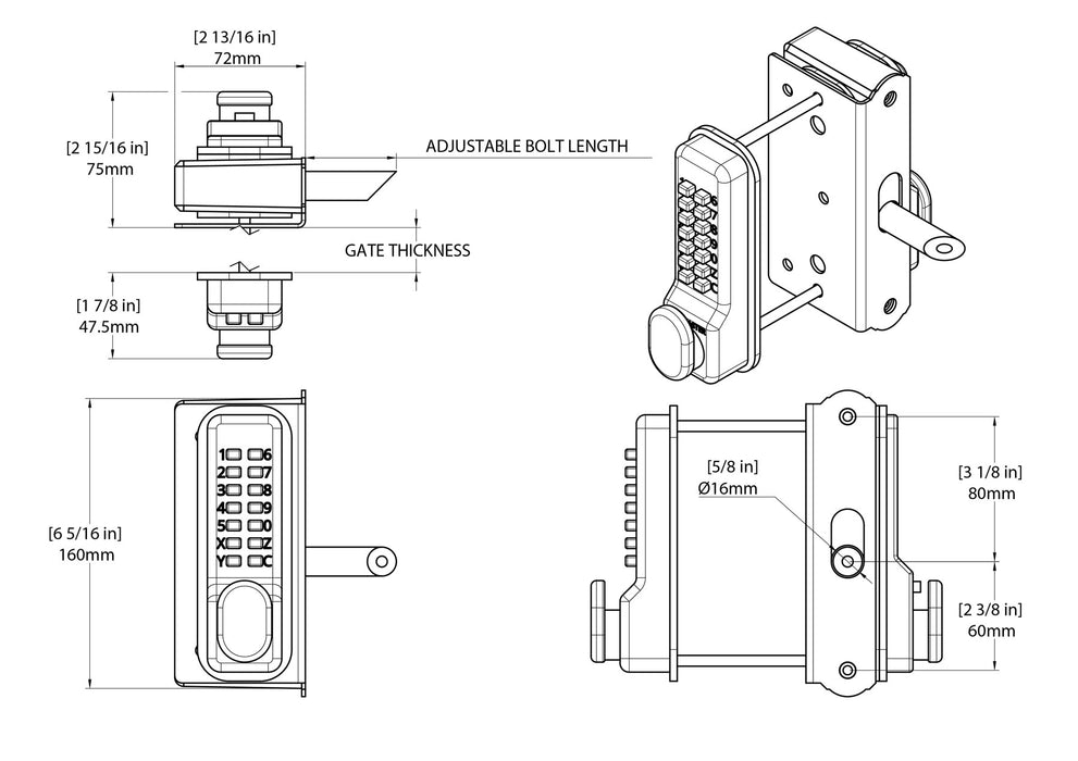 Superlock 2.0 Code Gate Lock for Wooden Gates | Single-Sided