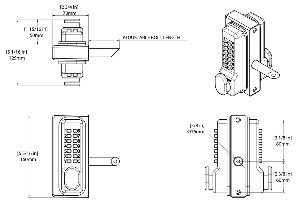 Superlock 2.0 Digital Code Gate Lock | Double-Sided Keypad