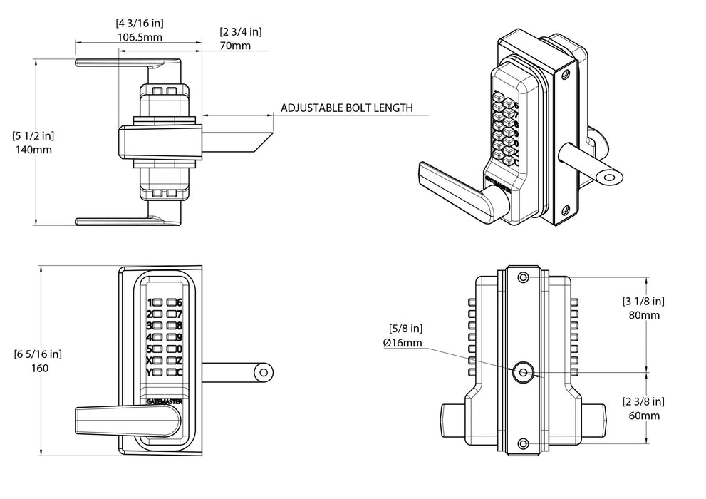 Superlock 2.0 Code Gate Lock | RapidReset Keypad | Double-Sided