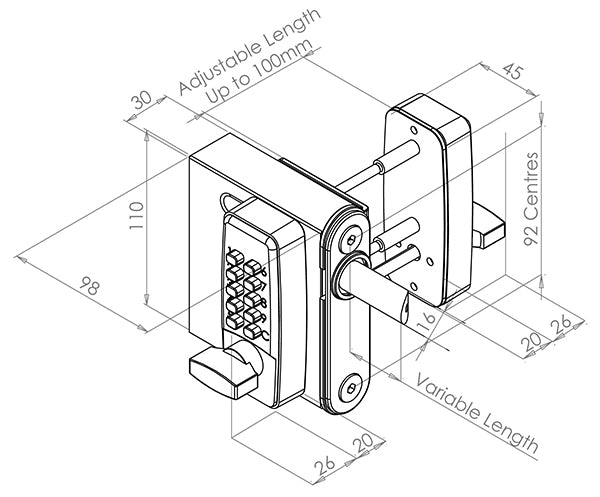 Select Pro Digital Code Lock for Wooden Gates | Double-Sided