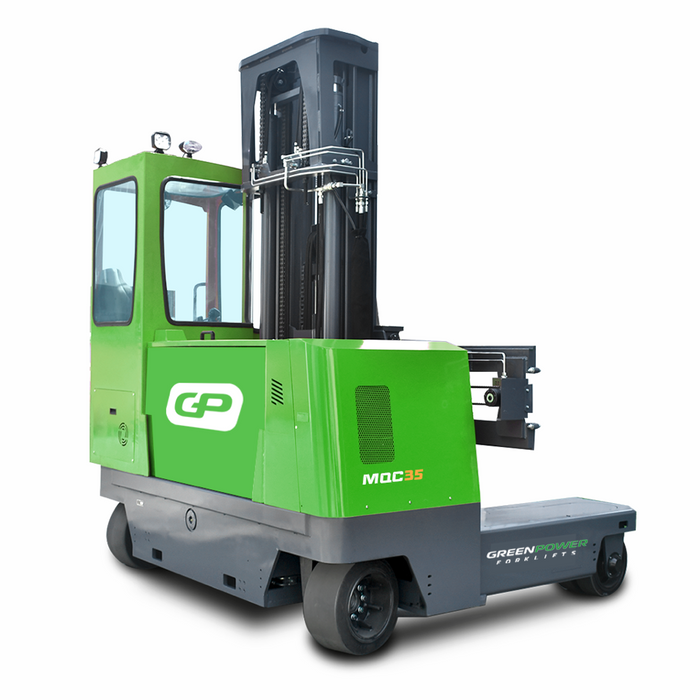 GREENPOWER MQC35 Multi-Directional Forklift New Lithium – 4.5m Up to 8.0m Lift – Half Cab (#MMD15)