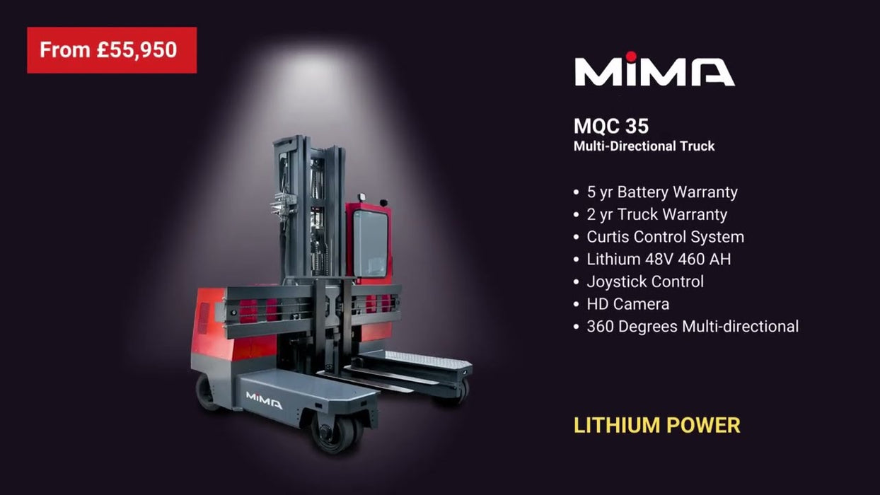 Multi-Directional Forklift New Lithium MIMA MQC40 – 5.0m To 8.0m Lift – Half Cab – 4000kgs (#MQC40-02)