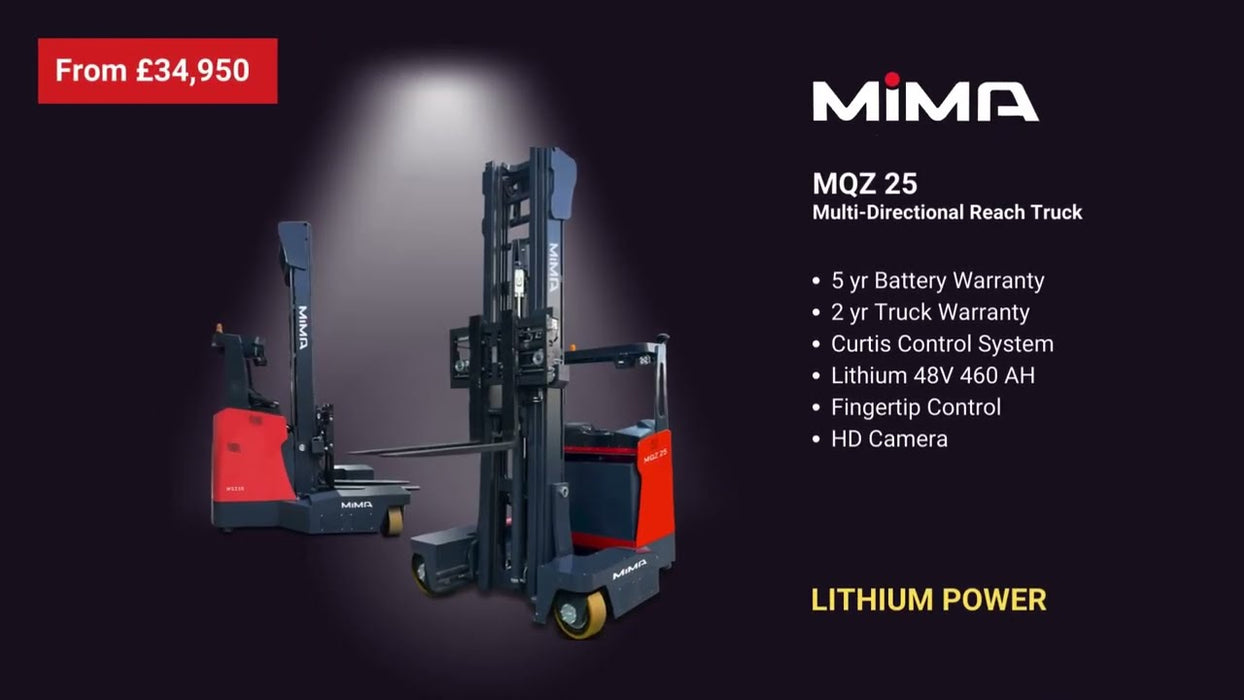 Multi-Directional Reach Truck New Lithium MiMA MQZ25 – 5.0m To 8.5m Lift – 2500kgs (#MQZ25-03)