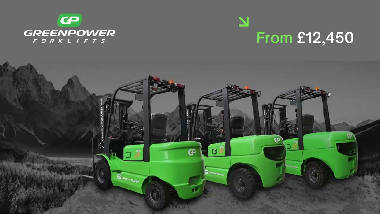 GREENPOWER MQC35 Multi-Directional Forklift New Lithium – 4.5m Up to 8.0m Lift – Half Cab (#MMD15)